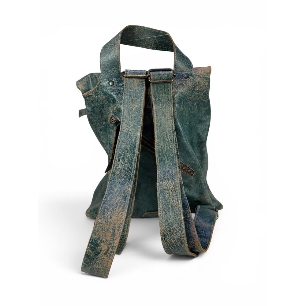 Bed Stu Howie Leather Backpack Distressed Green Laptop Travel Bag Handmade - Picture 4 of 12